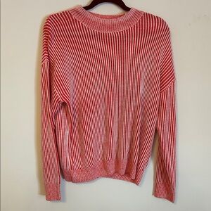 Classic Red and White Striped Crewneck Sweater
